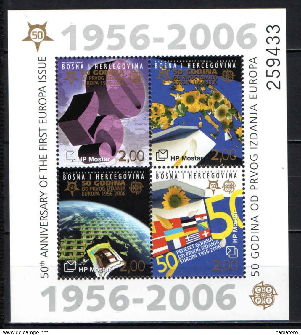 BOSNIA ERZEGOVINA - 2006 - Europa Stamps 50th Anniv. - Souvenir Sheet - MNH - Bosnia Erzegovina