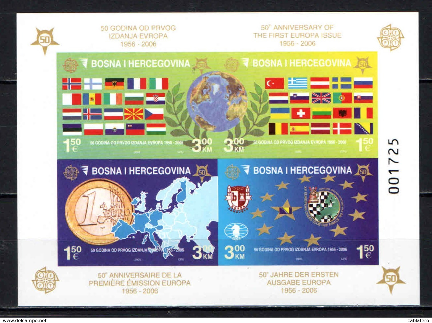 BOSNIA ERZEGOVINA - 2006 - Europa Stamps 50th Anniv. - Souvenir Sheet - MNH - Bosnia Erzegovina