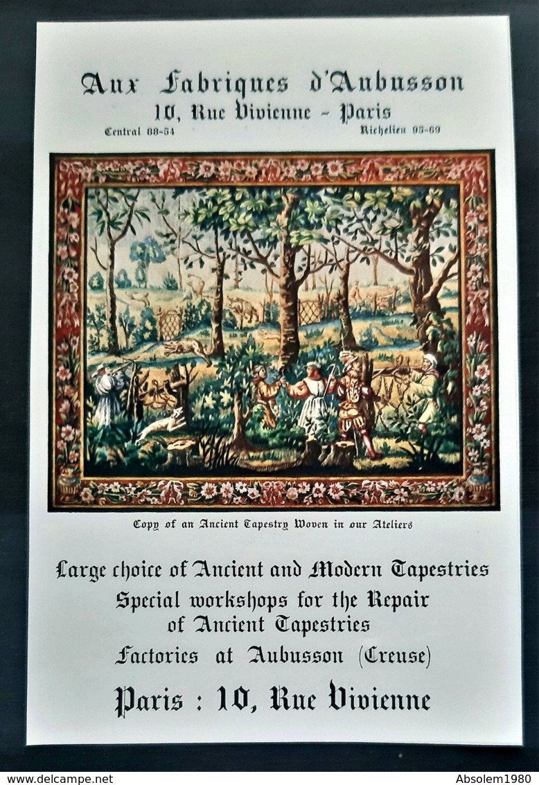 AUX FABRIQUES D'AUBUSSON 1920 TAPISSERIES ANCIENNES REPARATION USINE CREUSE PUBLICITE ANTIQUE AD ANCIENT TAPESTRIES - Advertising