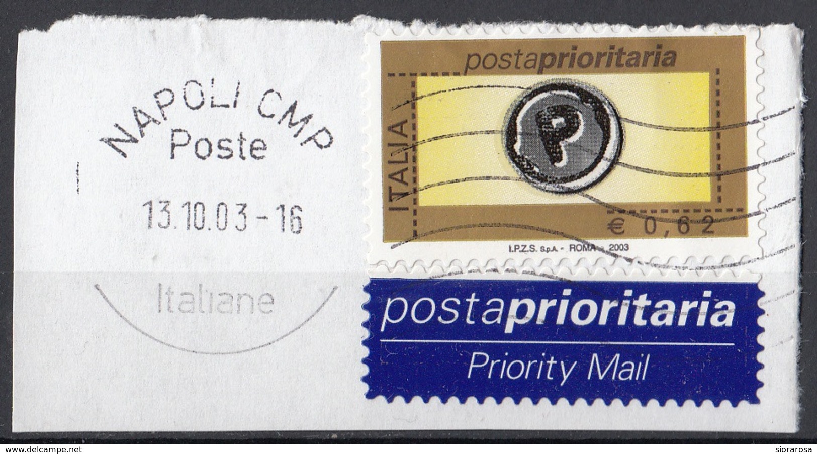 Italia 2004 Uf. 2764 Posta Prioritaria Viaggiato Used On Paper Su Frammento - 2001-10: Usados