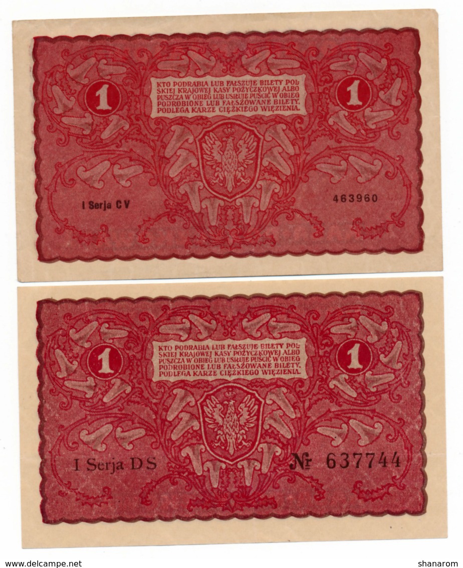 POLOGNE // 1919 // 2 X 1 Marka // XF/SUP - Poland