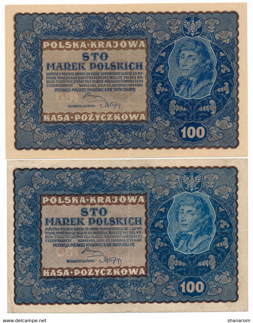 POLOGNE // 1919 // 2 X 100 Marek // XF/SUP - Poland
