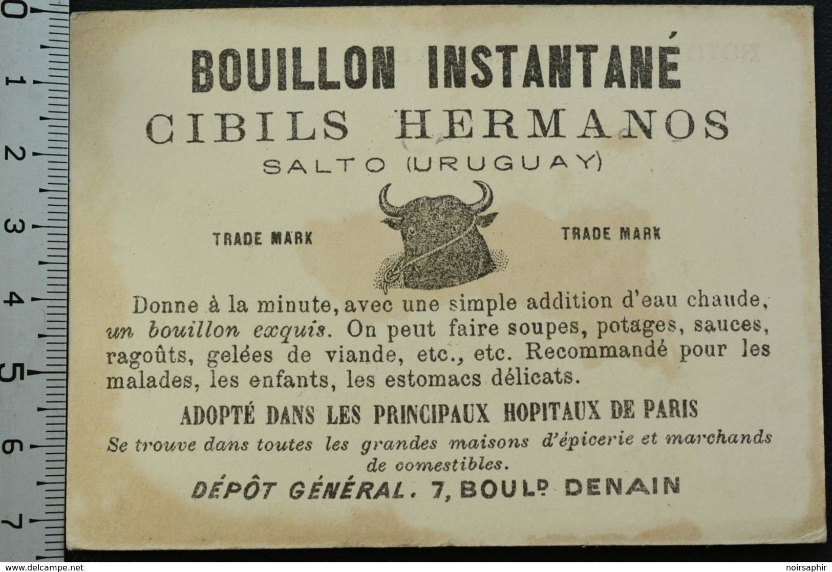 CIBILS HERMANOS SALTO URUGUAY BOUILLON CHROMO 1880's CARTE-RECLAME PUBLICITÉ CONCURRENT LIEBIG VICTORIAN TRADE CARD MARK - Liebig