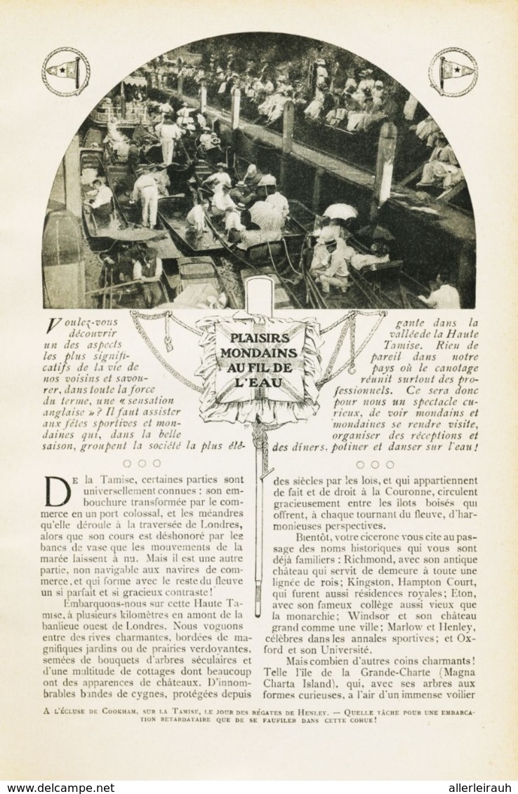 Plaisir Mondaine Au Fil De L`eau /  Article,  Pris D`un Magazine / 1910/1911 - Sonstige & Ohne Zuordnung