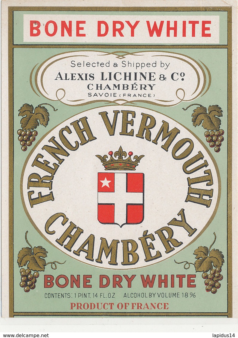 AN 681 / ETIQUETTE     VERMOUTH  CHAMBERY  ALEXIS LICHINE  CHAMBERY - Other & Unclassified