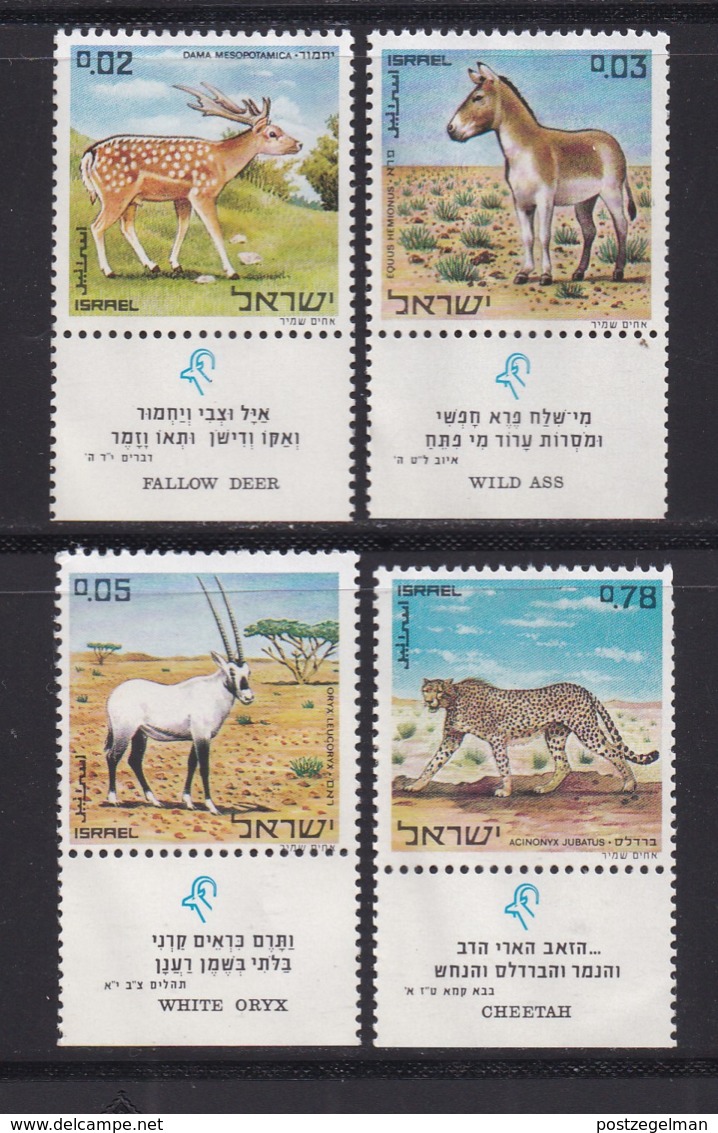 ISRAEL, 1971, Unused Stamp(s), With Tab, Animals Nature Reserve, SG471-474, Scannr. 17644 - Ongebruikt (met Tabs)