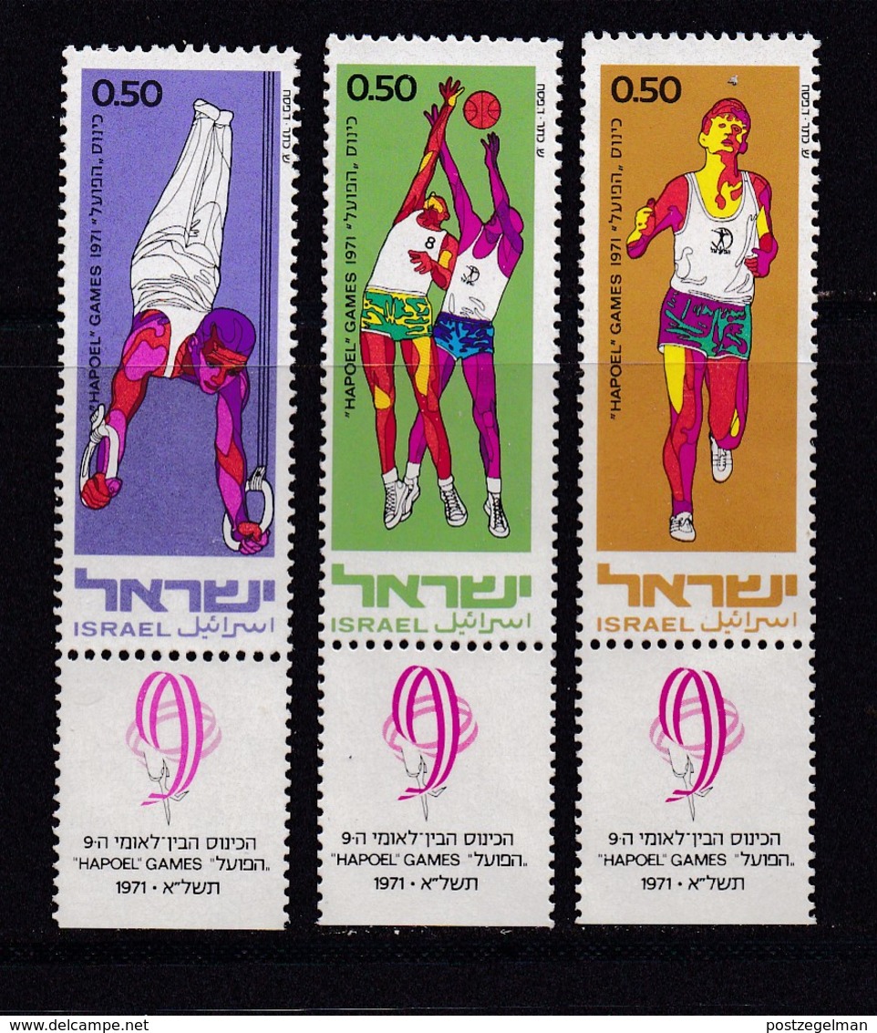 ISRAEL, 1971, Unused Stamp(s), With Tab, Hapoel Games, SG481-483, Scannr. 17647 - Ungebraucht (mit Tabs)