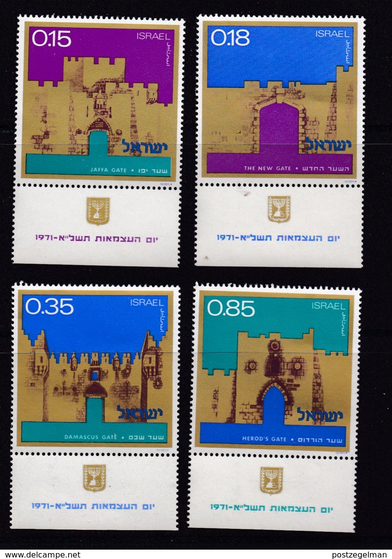 ISRAEL, 1971, Unused Stamp(s), With Tab, Independence - Gates, SG476-479, Scannr. 17646 - Ongebruikt (met Tabs)