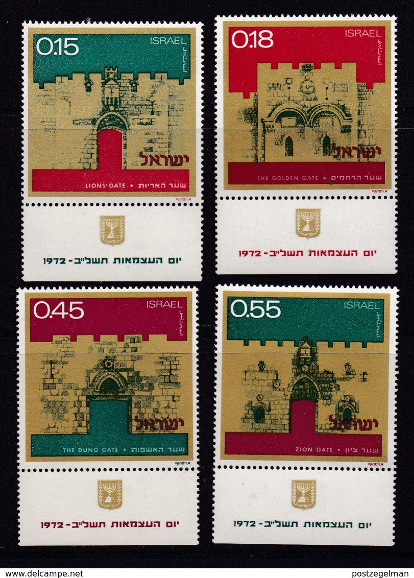 ISRAEL, 1972, Unused Stamp(s), With Tab, Independence Day - Gates, SG527-530, Scannr. 17657 - Ongebruikt (met Tabs)