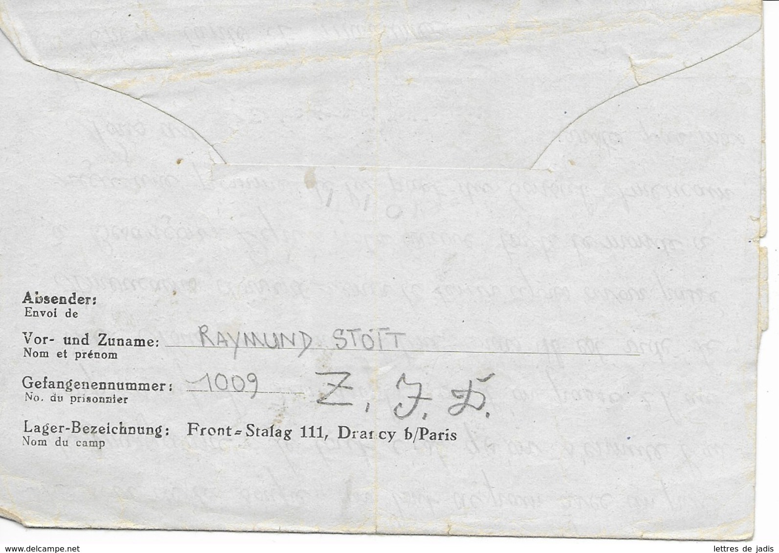 Formulaire Imprimé Du FRONT STALAG DE DRANCY Datée 16/12/1940 Pour ROUEN - Guerre De 1939-45