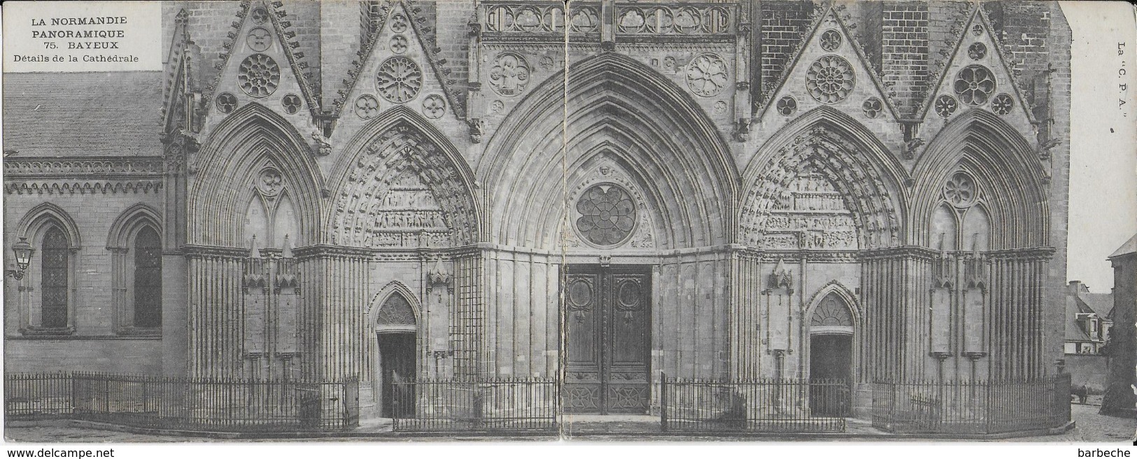 14.- BAYEUX .- Détail De La Cathédrale  ( Carte En 2 Volets Offert Par Le Journal Le Matin - Bayeux