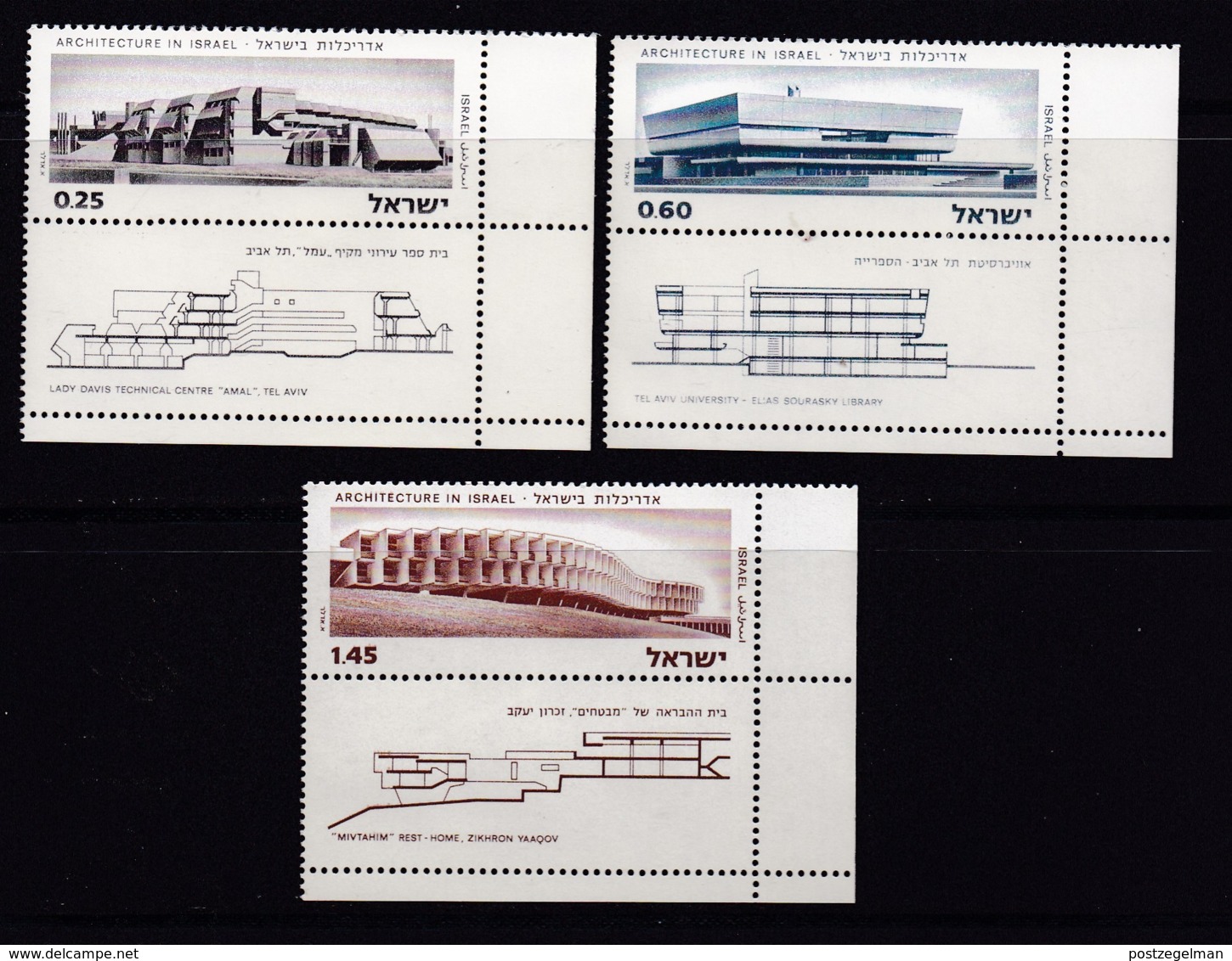 ISRAEL, 1974, Unused Stamp(s), With Tab, Architects In Israel, SG578-580, Scannr. 17673 - Nuovi (con Tab)