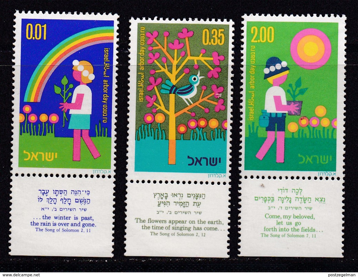 ISRAEL, 1974, Unused Stamp(s), With Tab, Arbour Day, SG588-590, Scannr. 17677 - Nuevos (con Tab)