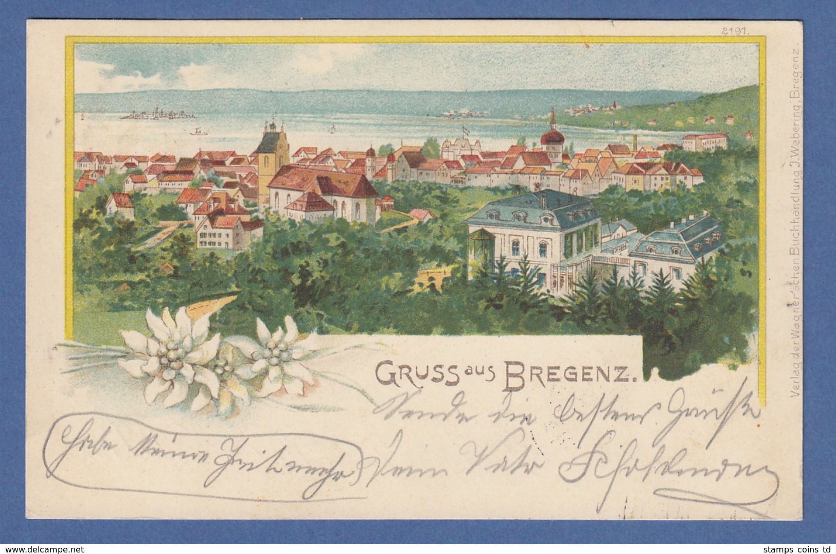 AK Gruß Aus Bregenz  Stadtansicht Gelaufen 1900 Nach München - Autres & Non Classés