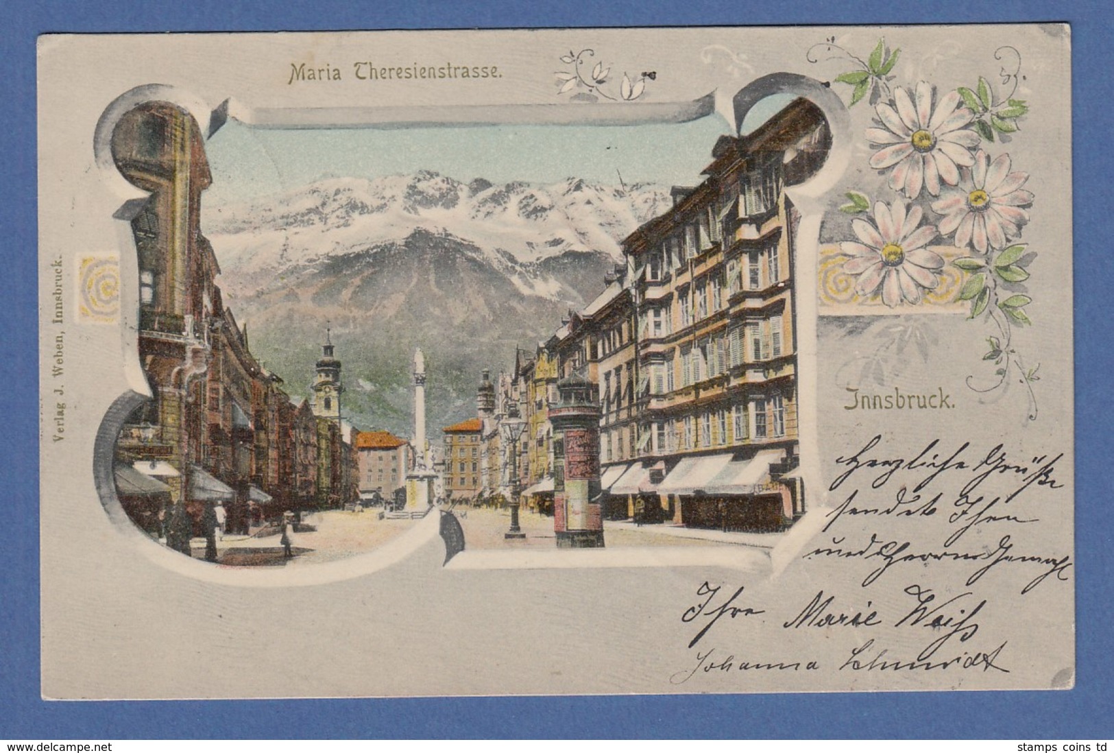 AK Innsbruck Maria Theresienstraße Gelaufen 1903 Nach München - Otros & Sin Clasificación