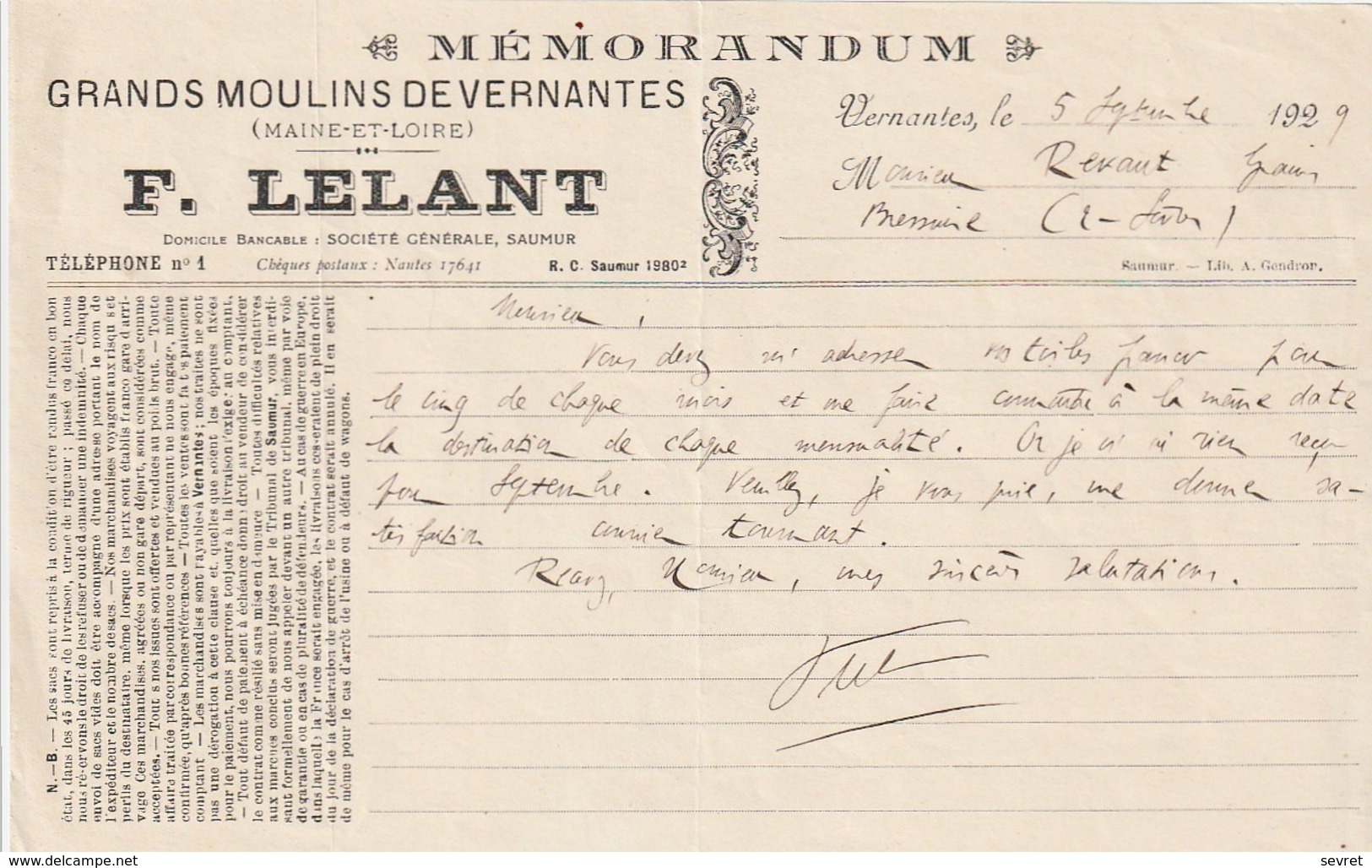 49 -  VERNANTES - LES GRANDS MOULINS De VERNANTES.  F. LELANT . Demi Format - Agricultura