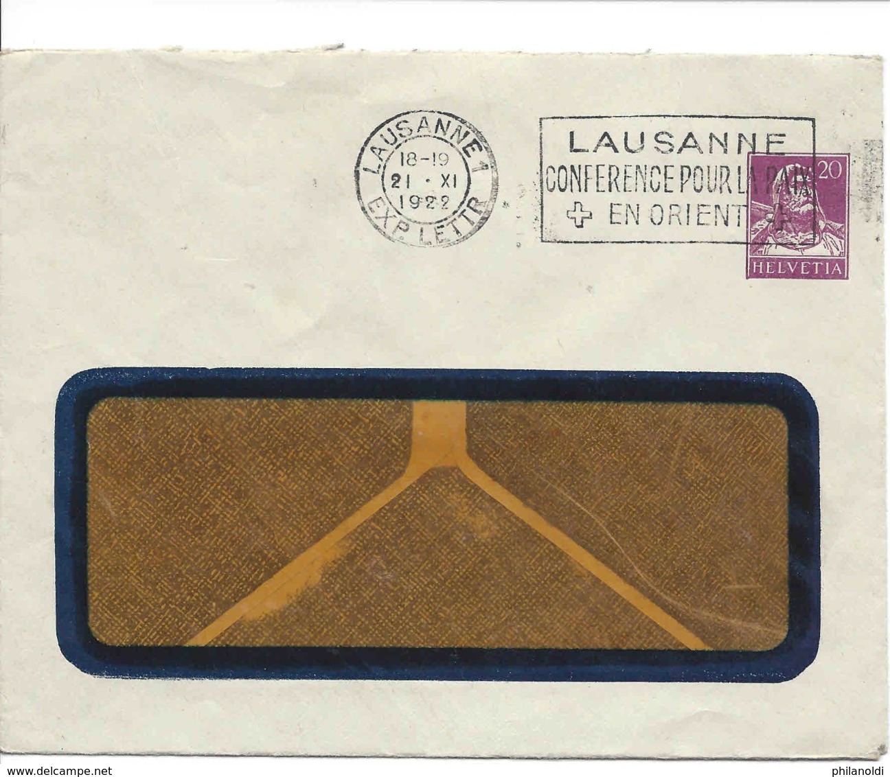 Entier Postal Privé FRANCILLON Lausanne + Cachet Flamme LAUSANNE CONFÉRENCE DE LA PAIX EN ORIENT 1922, Lettre - Entiers Postaux