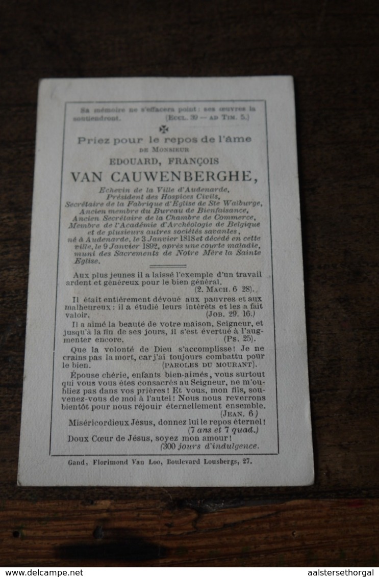 1892 Doodsprentje Litho Van Loo Oudenaarde Edouard Van Cauwenberghe - Godsdienst & Esoterisme