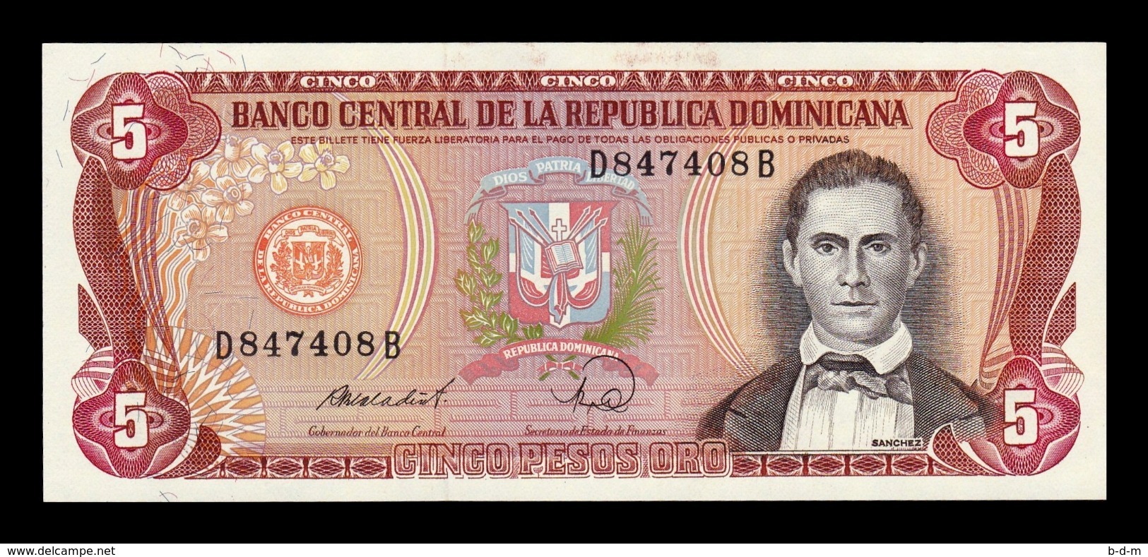 República Dominicana 5 Pesos Oro 1988 Pick 118c SC UNC - Dominicana