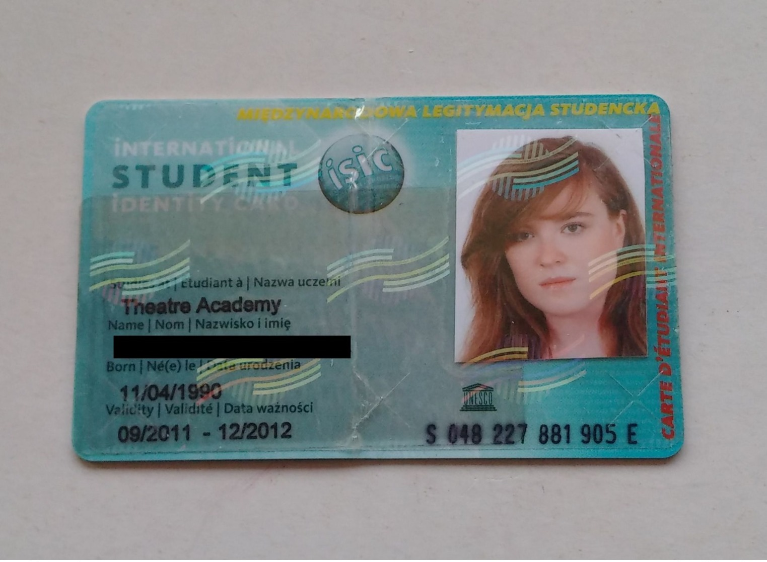 Poland Pologne International Student Identity Card Carte D'identité D'étudiant 2011 - Altri & Non Classificati