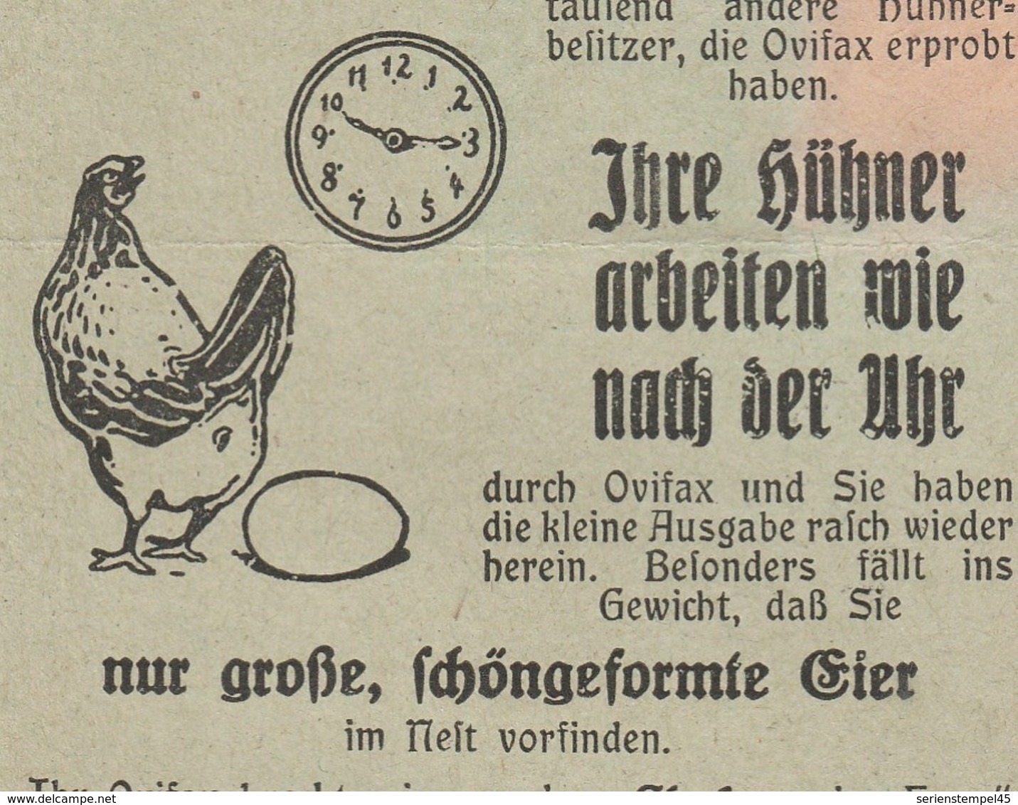 Ostpreussen Deutsches Reich Karte Mit Tagesstempel Kowahlen * Kr Oletzko A 1924 LK Oletzko RB Gumbinnen Werbung Huhn - Briefe U. Dokumente