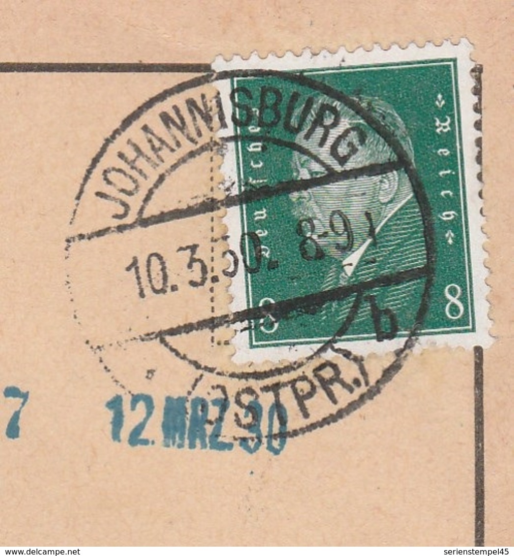 Ostpreussen Deutsches Reich Karte Mit Tagesstempel Johannisburg * Ostpr. B 1930 RB Allenstein Werbung Kartenspielen - Briefe U. Dokumente