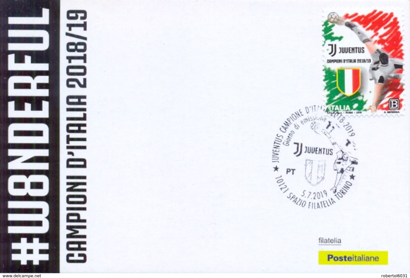 Italia Italy 2019 FDC Maximum Card Juventus Campione D'Italia Di Calcio 2018-2019 Italian Football Champion - Beroemde Teams