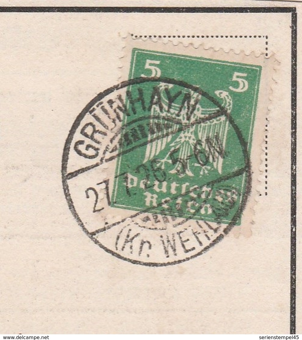 Ostpreussen Deutsches Reich Karte Mit Tagesstempel Grünhayn Kr Wehlau 1926 Lk Wehlau RB Königsberg - Briefe U. Dokumente