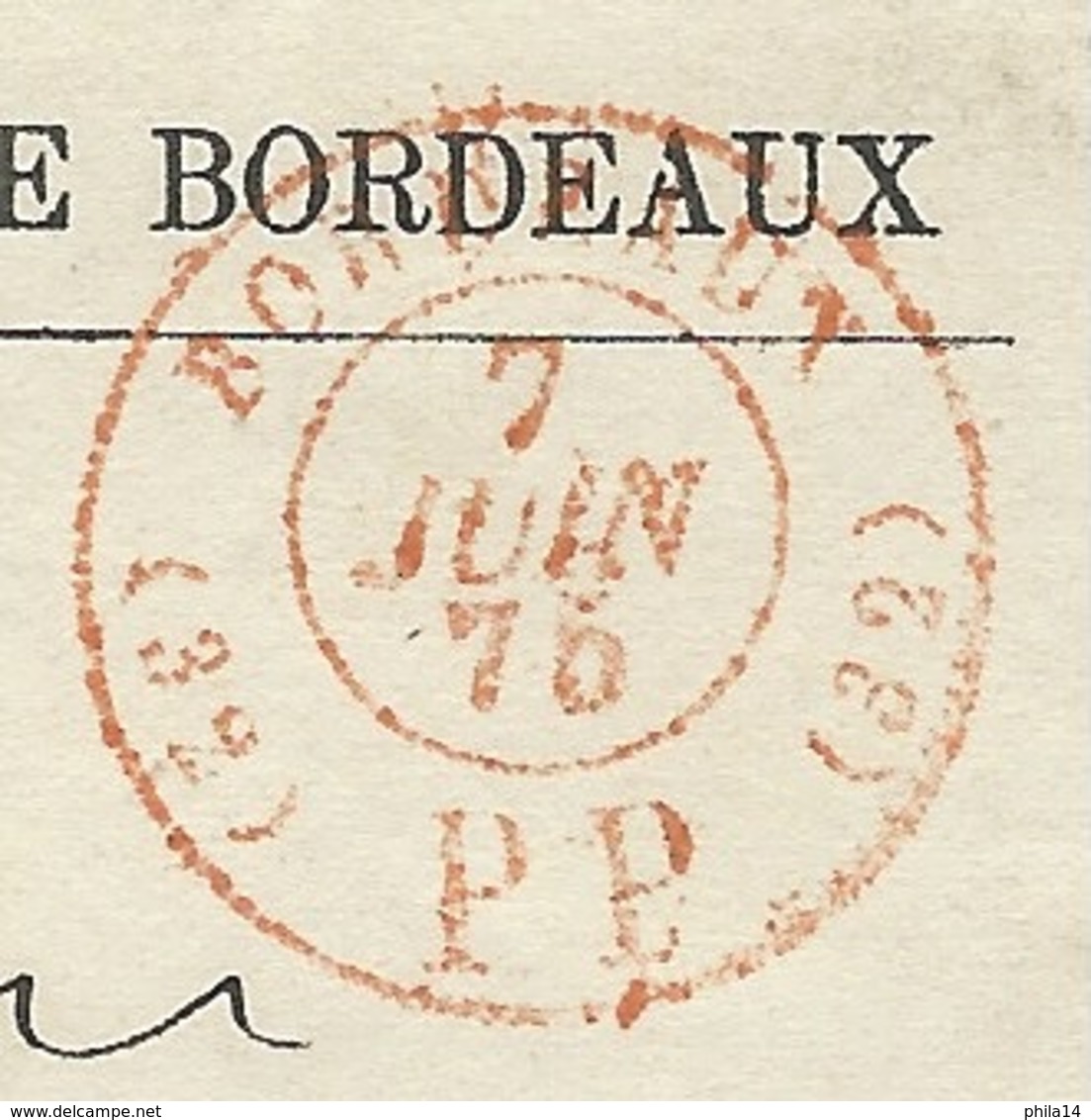 MARQUE POSTALE / BORDEAUX POUR BORDEAUX  / 1875 / PORT PAYE - 1849-1876: Klassik