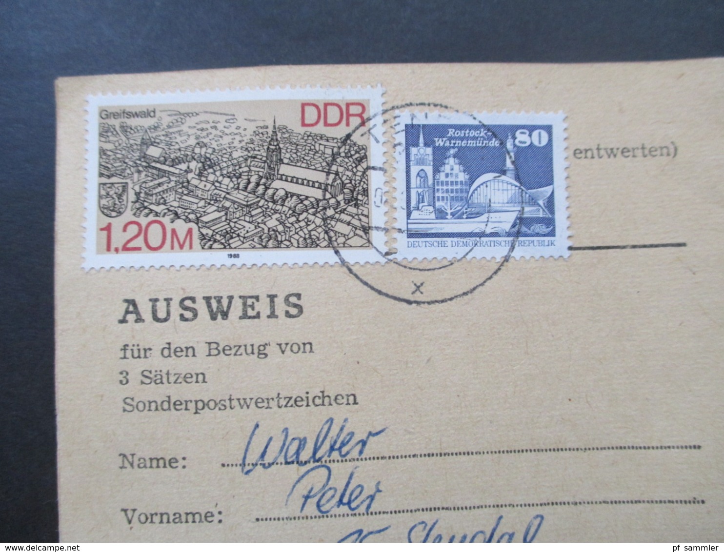 DDR 1990 2x Ausweis Für Den Bezug Von3 Sätzen Sonderpostwertzeichen - Cartas & Documentos