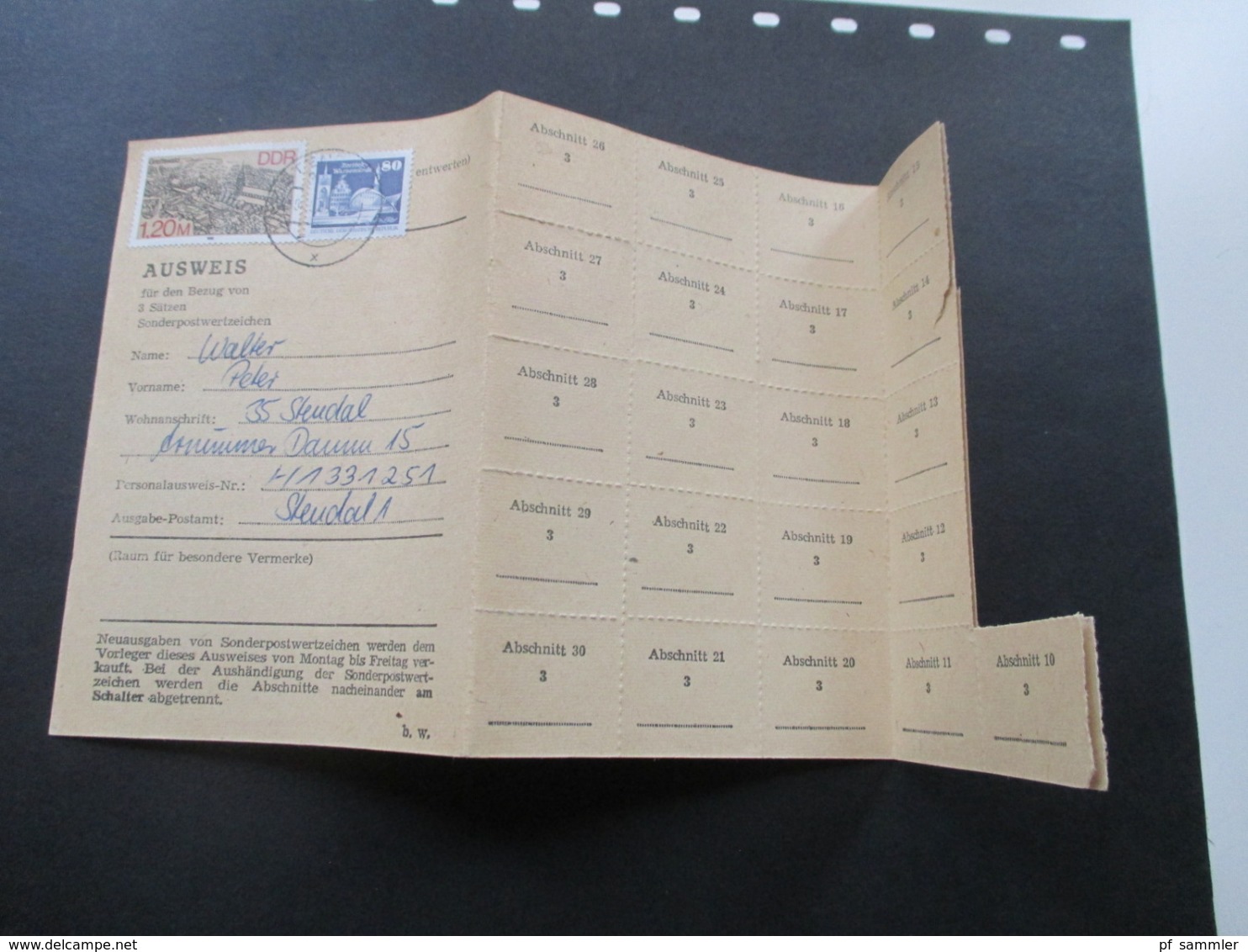 DDR 1990 2x Ausweis Für Den Bezug Von3 Sätzen Sonderpostwertzeichen - Covers & Documents