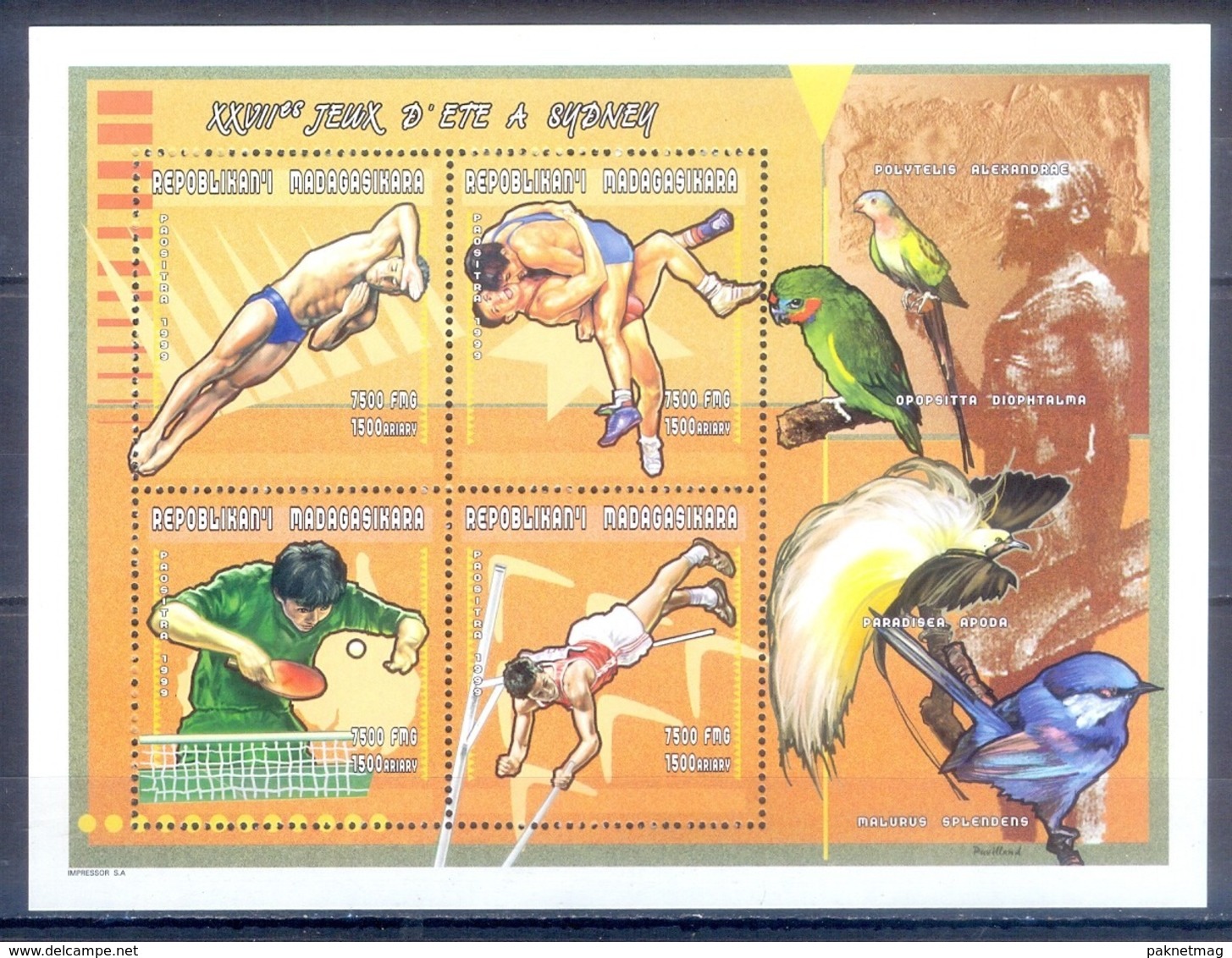 O140- Madagascar Madagaskar 2000 Sydney Olympic Games. Sports. Animals. - Summer 2000: Sydney