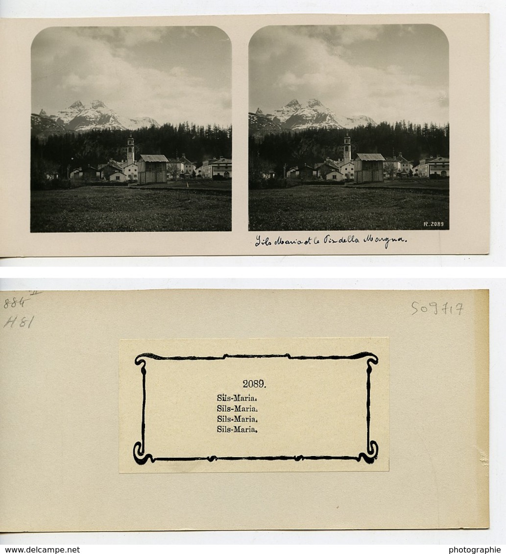 Suisse Sils Maria Piz Da La Margna Ancienne Photo Stereo 1900 - Photos Stéréoscopiques