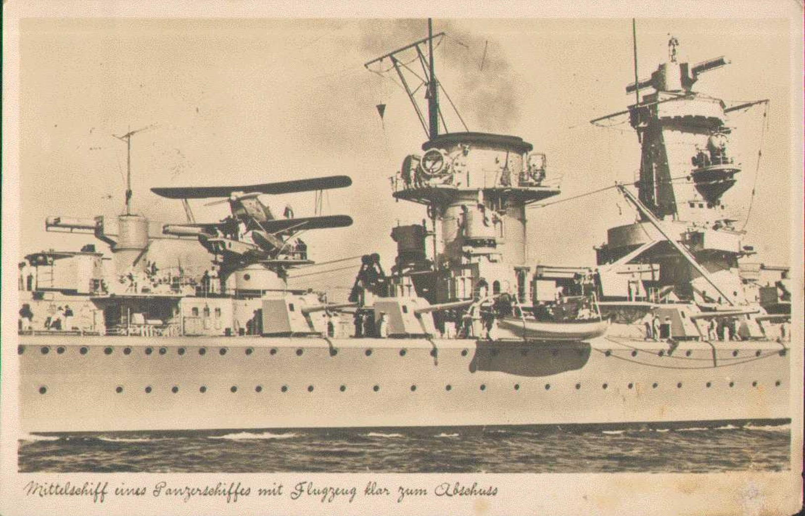 Panzerschiff Mit Flugzeug, Feldpost, Postkarte, Kriegsmarine, Drittes Reich, Militär - Weltkrieg 1939-45