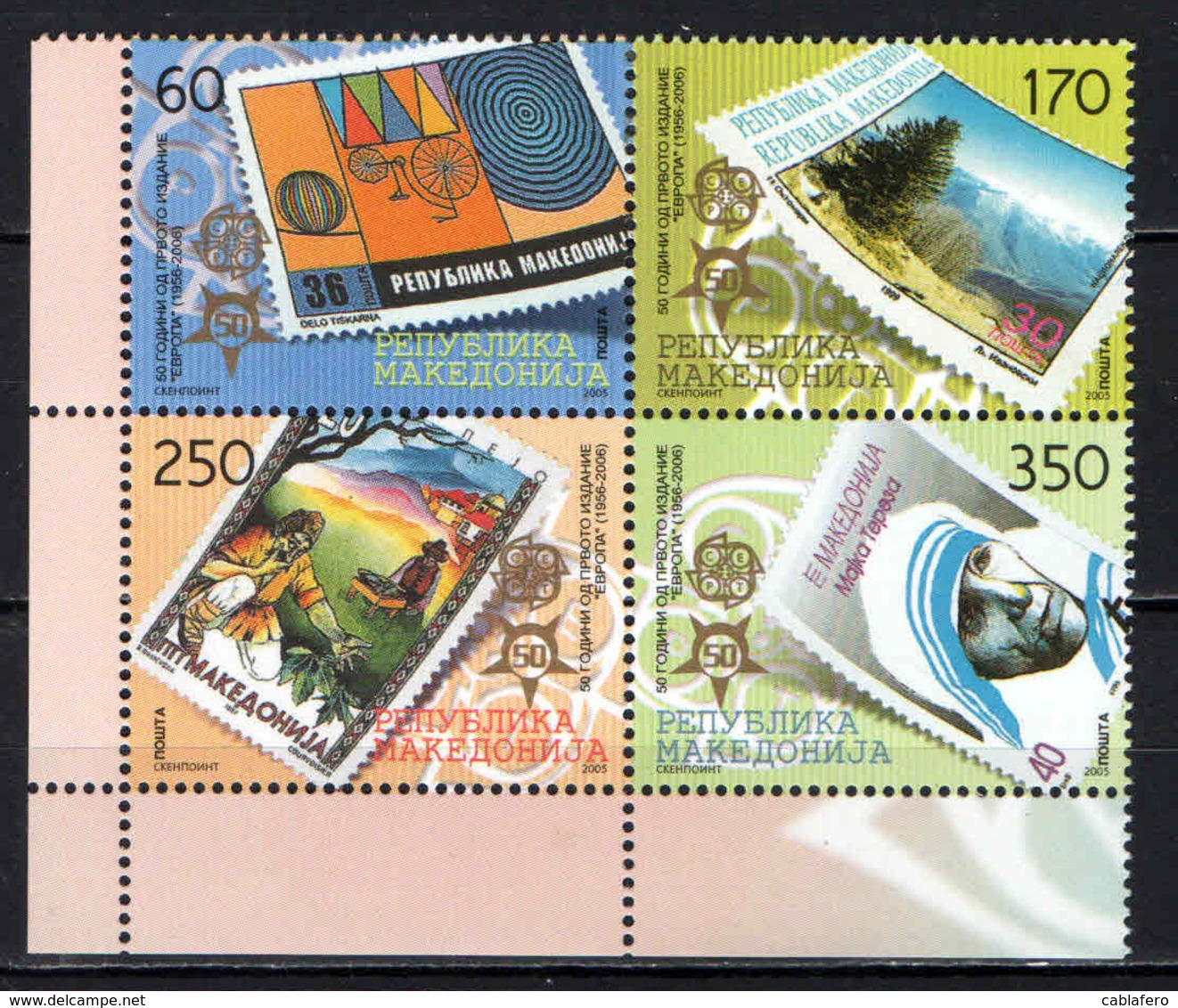 MACEDONIA - 2005 - Europa Stamps, 50th Anniv. (in 2006) - Emblems And Europa Stamps - MNH - Macedonia Del Nord