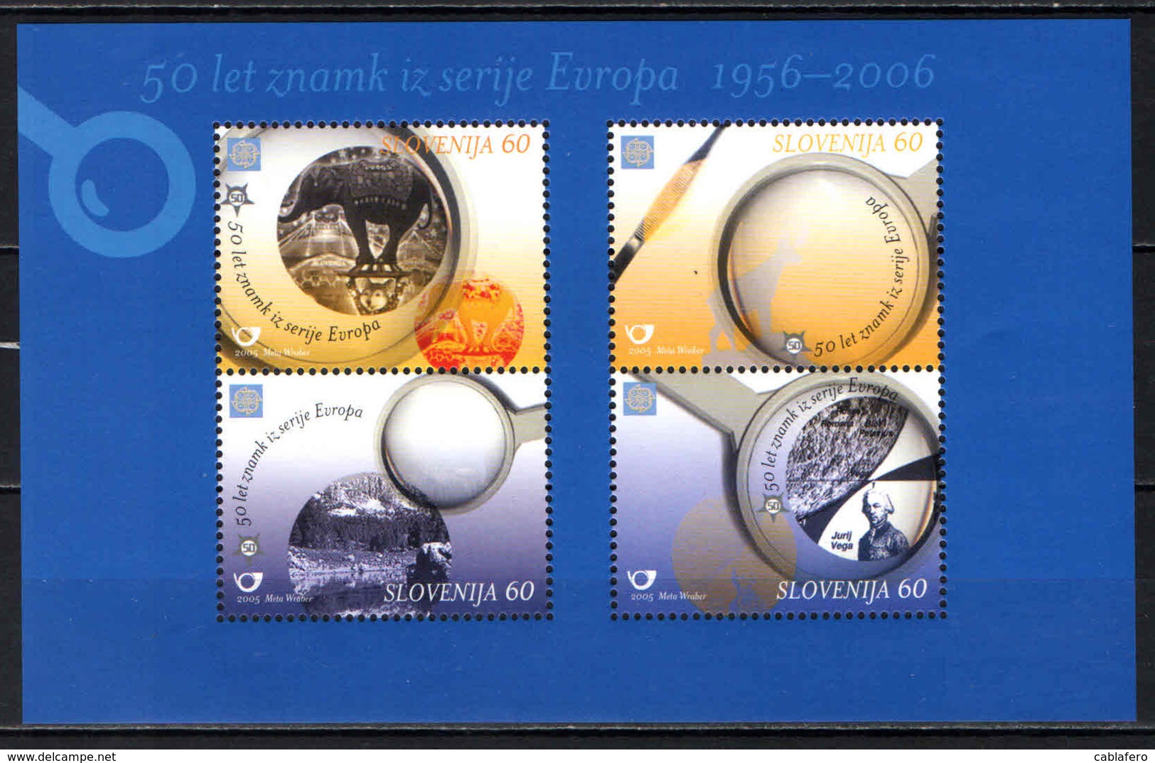 SLOVENIA - 2005 - European Philatelic Cooperation, 50th Anniv. - Magnifying Glass And Details From Slovenian Stamps- MNH - Slowenien