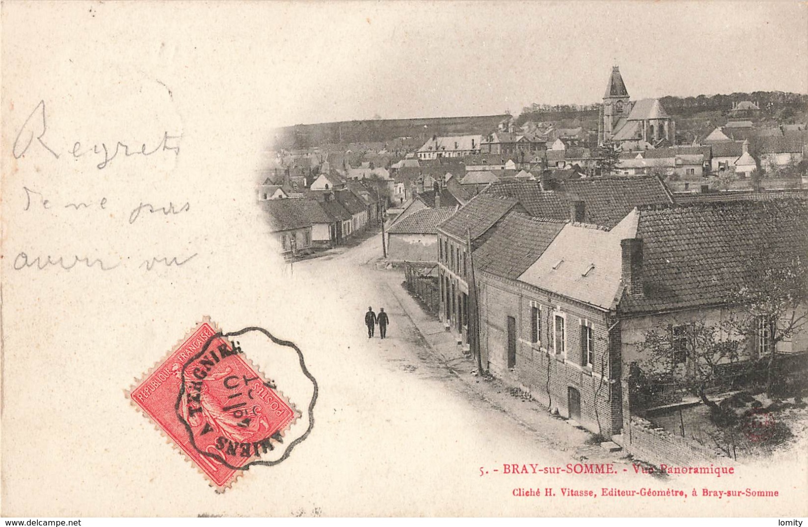 80 Bray Sur Somme Vue Panoramique Cachet Convoyeur Ambulant 1904 Amiens à Tergnier - Bray Sur Somme