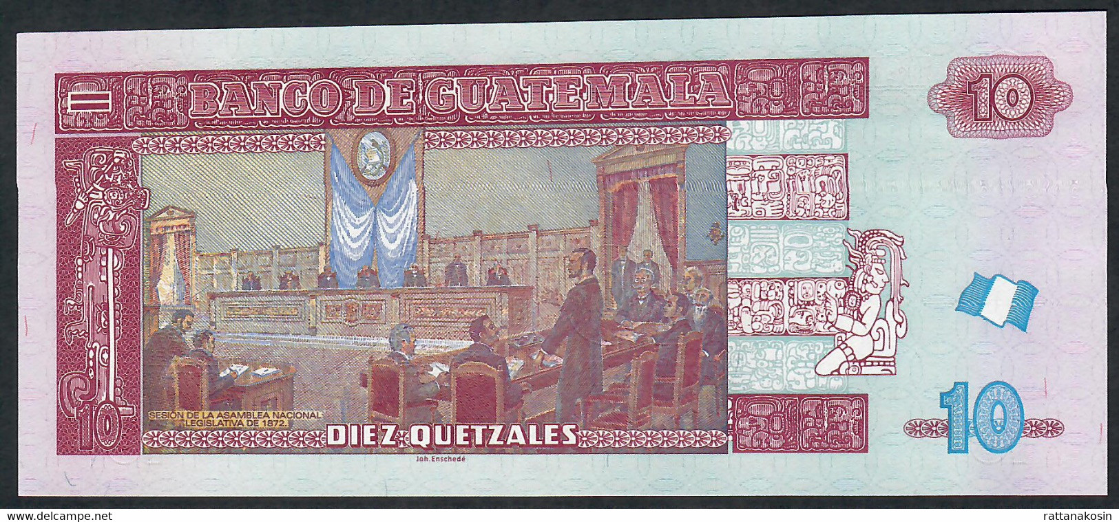 GUATEMALA P123c 10 Quetzales 2.5.2012 Joh.Enschede Printer,issued 2014 Modified Flag Unc. - Guatemala