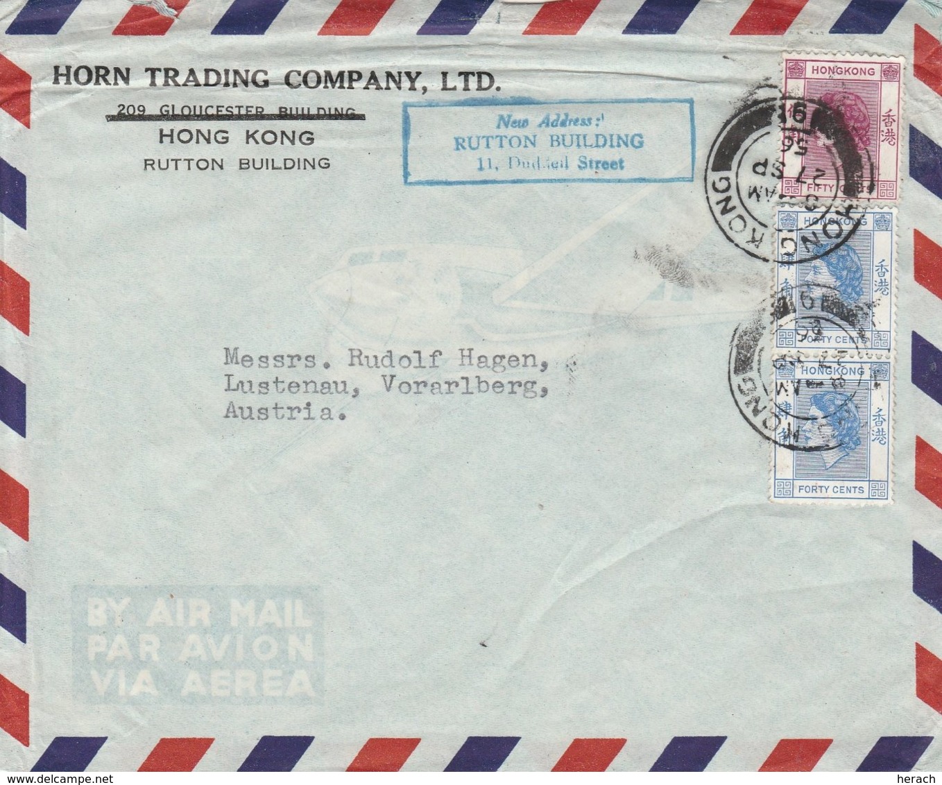 Hong Kong Lettre Pour L'Autriche 1956 - Covers & Documents