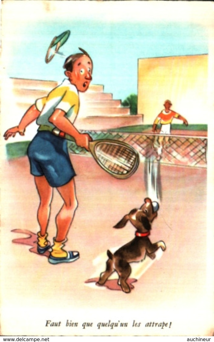 Illustration 25 Humour Tennis Balle Chien - Contemporanea (a Partire Dal 1950)
