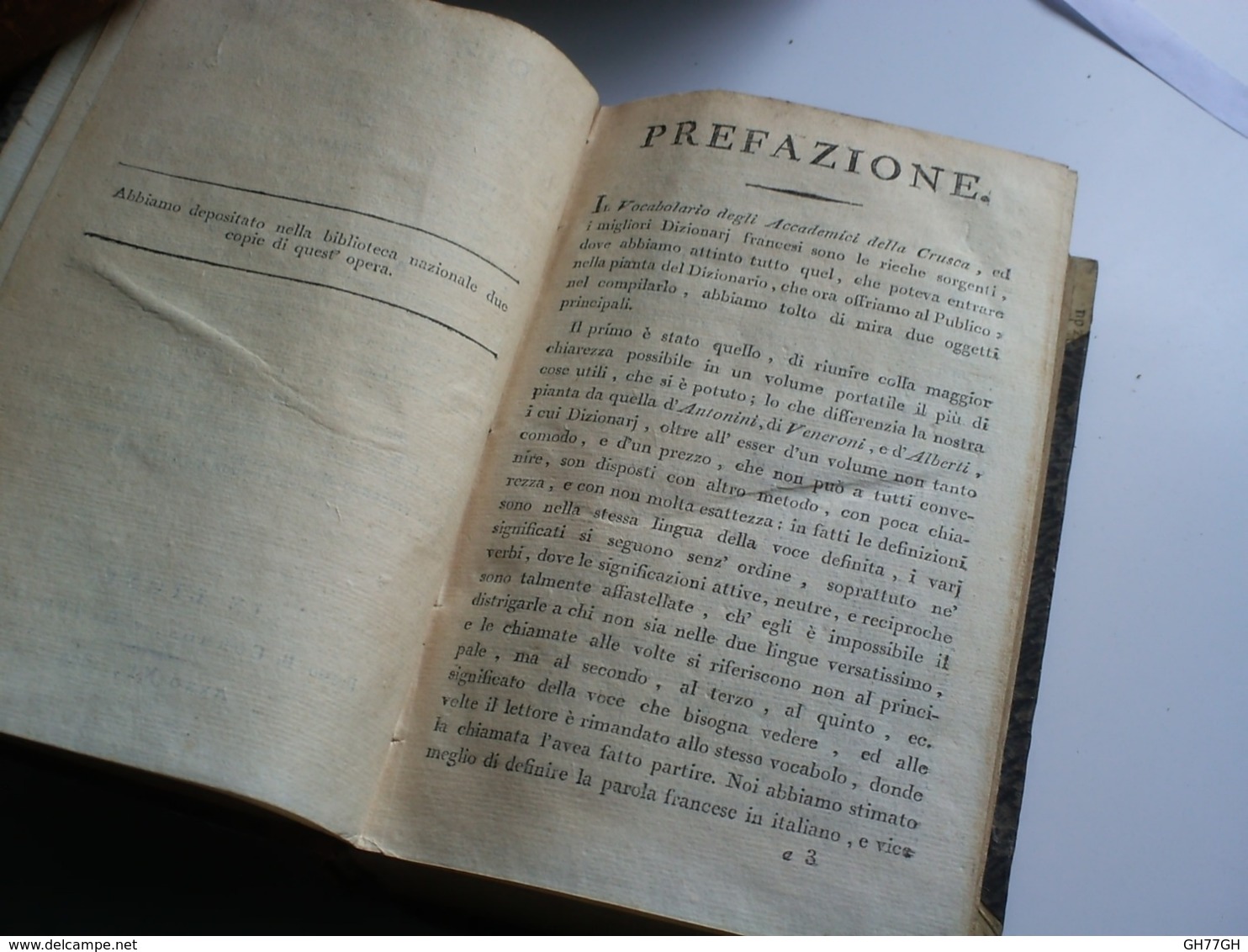 Dizionario Francese-italiano -tomo Primo -presso B. Cormon, E Blanc. 1802 -portatile, E Di Pronunzia - Woordenboeken