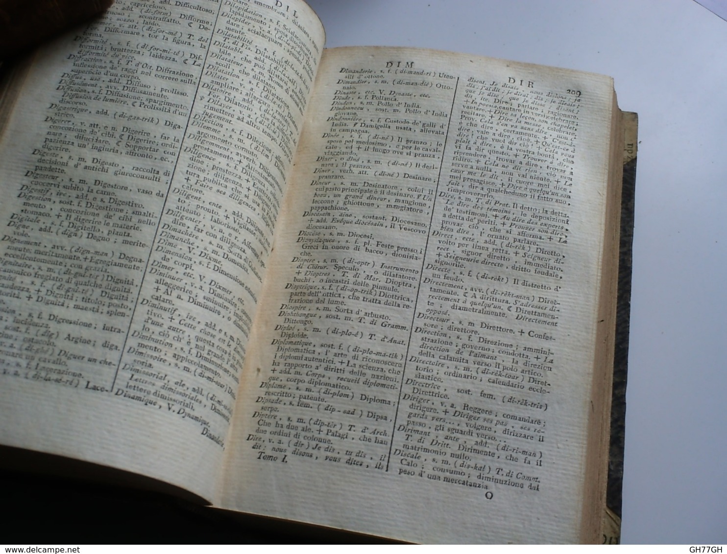 Dizionario Francese-italiano -tomo Primo -presso B. Cormon, E Blanc. 1802 -portatile, E Di Pronunzia - Dictionnaires