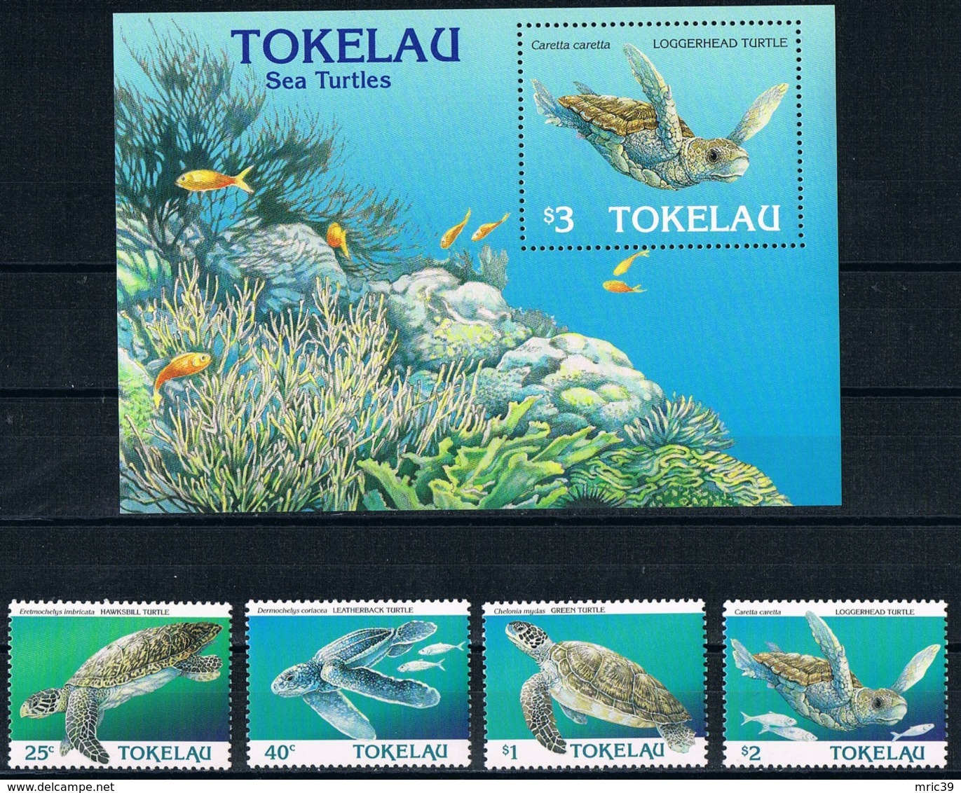 Bloc Sheet + Serie Set Reptiles Tortues Reptils Turtles Neuf MNH **  Tokelau 1995 - Turtles