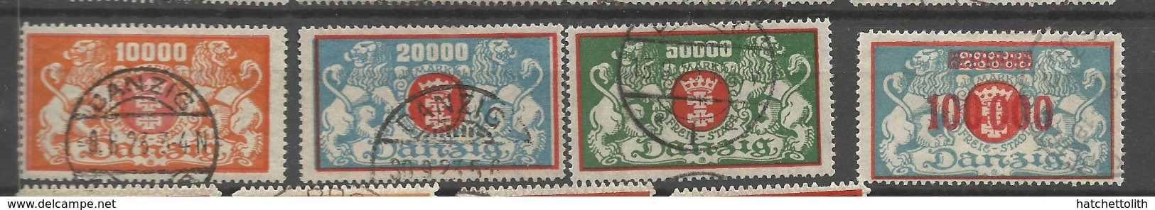 Danzig 1923  Mi.Nr.: 147-50  Coat Of Arms 10000 - 100000 Mark Cancelled O - Other & Unclassified