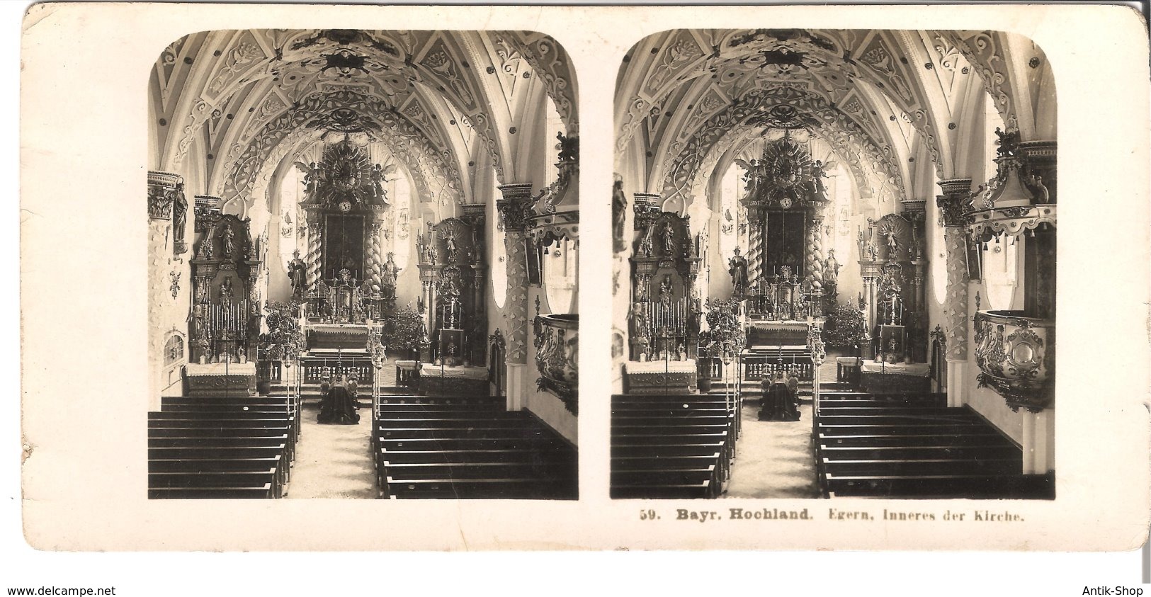 Bayr. Hochland - Egern - Inneres Der Kirche  - 1904 (S049) - Stereo-Photographie