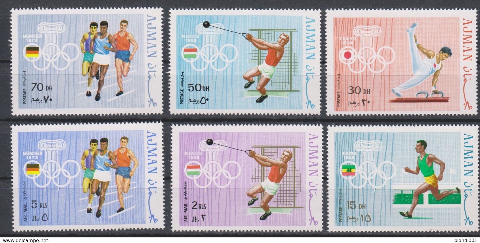 Olympics 1968 - Athletics - Gymnastics - AJMAN - Set 6v MNH - Verano 1968: México