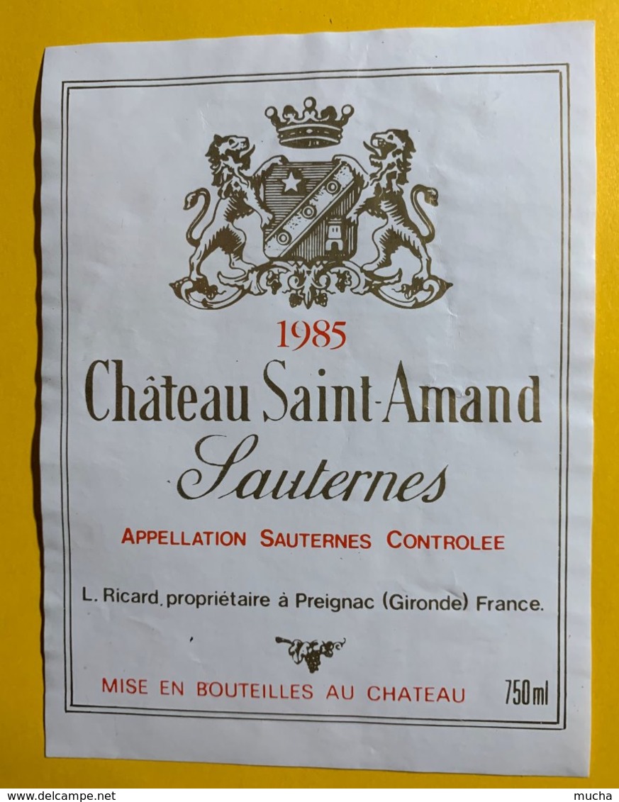 12191 - Château Saint-Amand 1985 Sauternes - Bordeaux