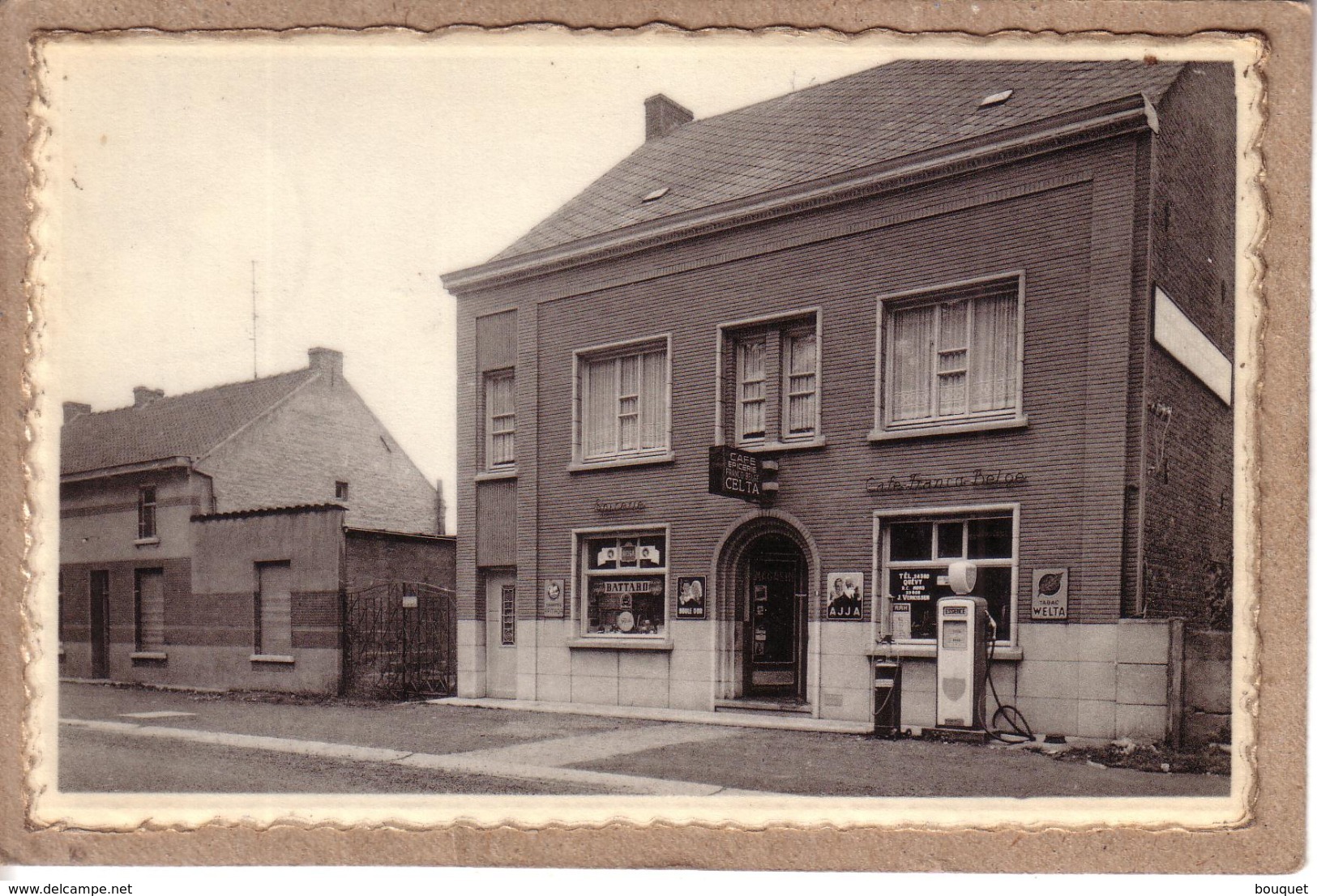 BELGIQUE - AULNOIS QUEVY - CAFE EPICERIE FRANCO BELGE - CORON D'AMOUR - POMPE A ESSENCE BP - PLAQUE EMAILLEE - Altri & Non Classificati