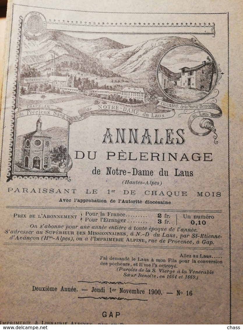 Lot De 26 Annales Du Pèlerinage De Notre-Dame Du Laus(htr Alpes) - 1900 - 1949