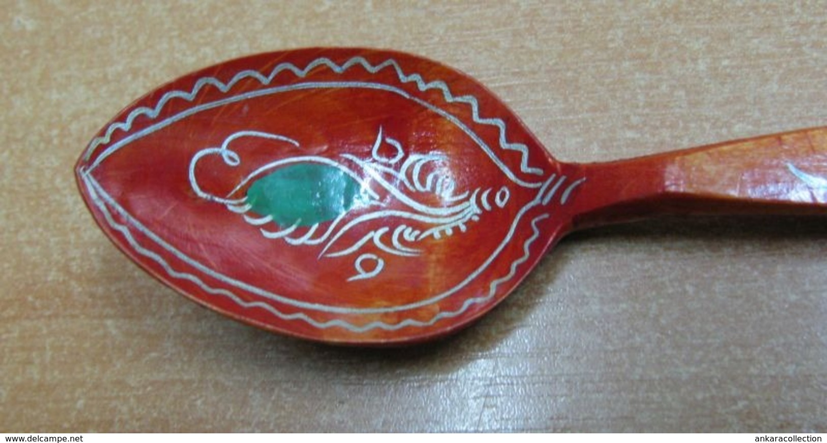 AC -  VINTAGE WOODEN SPOON HAND MADE & PAINTED O. BASARAN KORUCU, BALIKESIR FROM TURKEY - Cucchiai